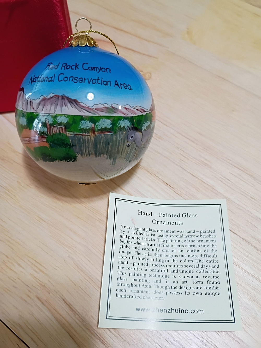 Hand-Painted Glass Ornament - Blue Red Rock Canyon Design
